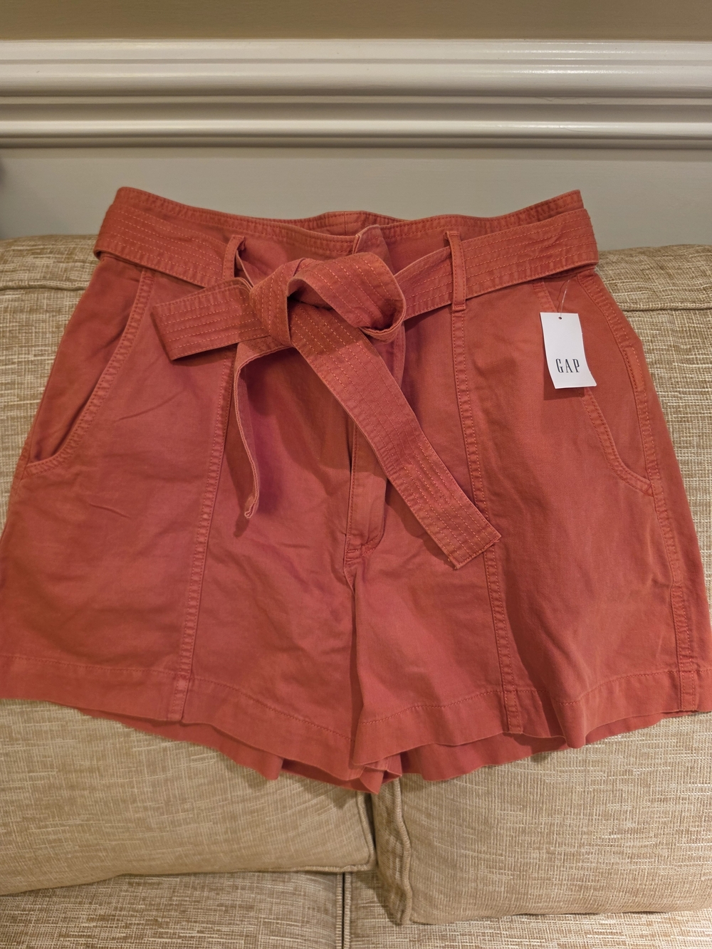 GAP Women's Orange/Dark Peach Tie-Waist Utility Shorts